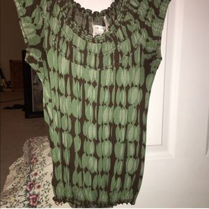 5 for $15 Green and brown runched top